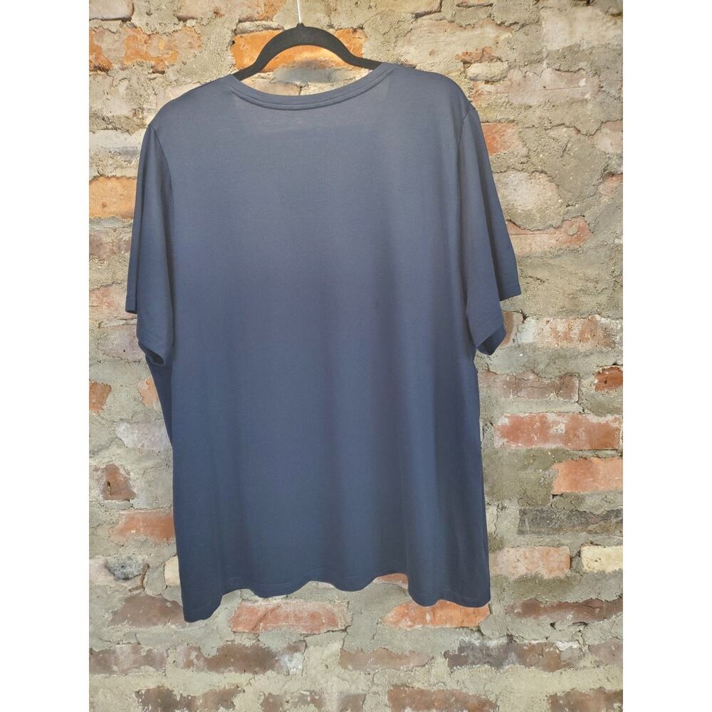 Lands End Womens T Shirt 2X Navy Blue Supima Cotton Relaxed Fit V Neck - Picture 2 of 3